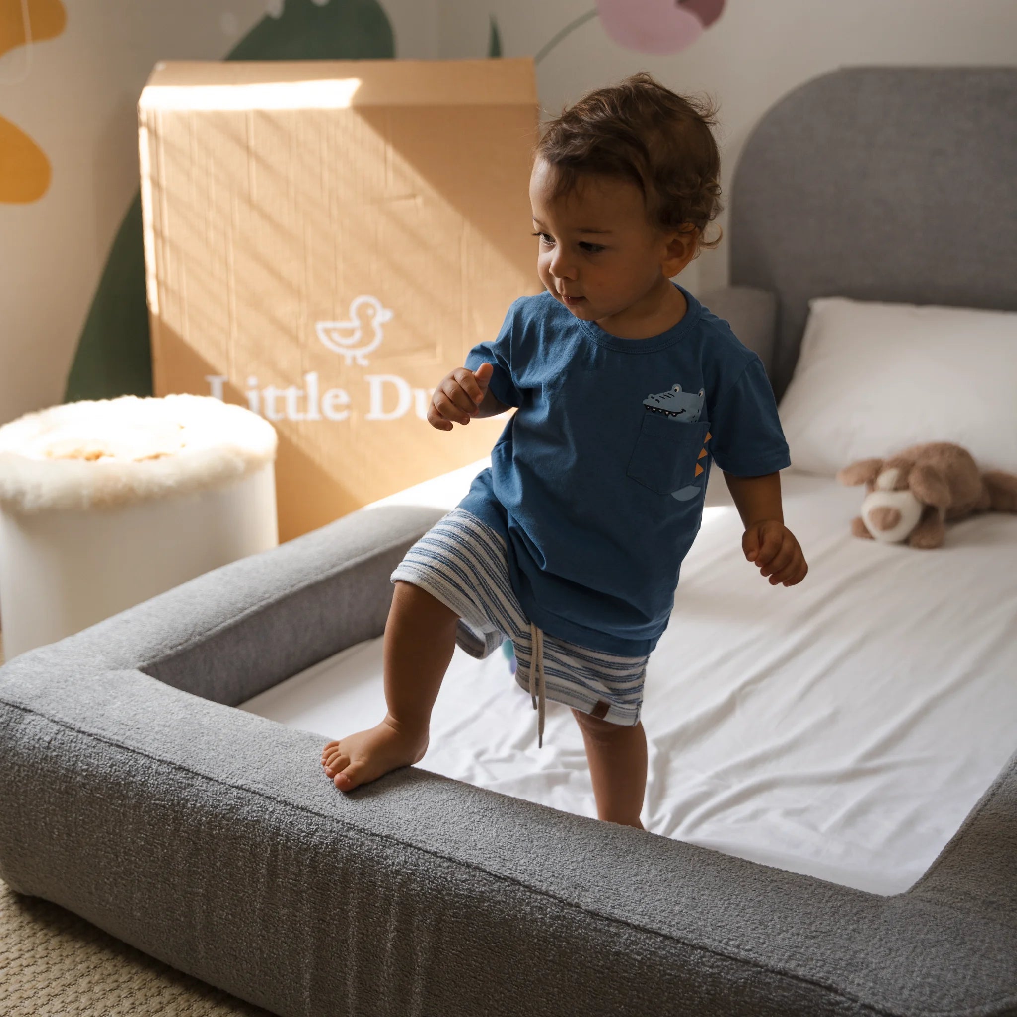 Cama Montessoriana Solteiro - Cinza | Little Duck