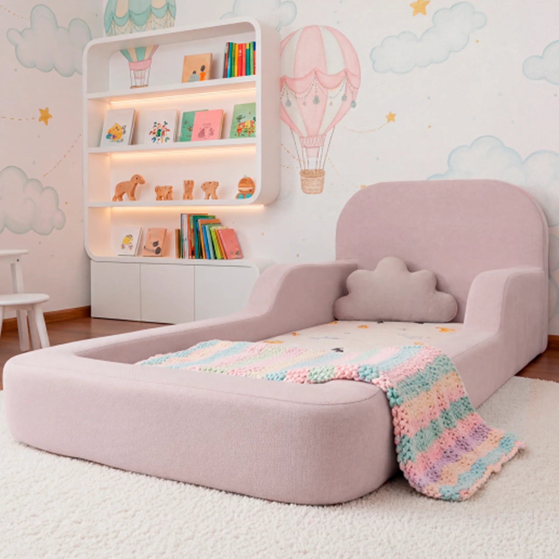 Cama Montessoriana Solteiro - Rosa Claro | Little Duck